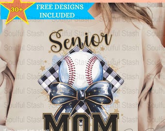Senior Mom Baseball PNG Digital Download, Sublimation Design, Senior Mom Gift Idea, Shirt Graphic, Graduation 2026, Mother's Day Idea