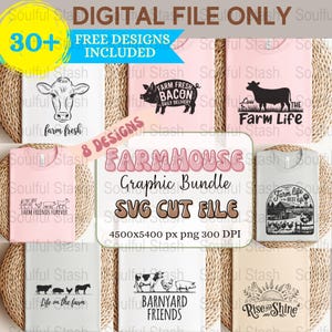 Farm Life SVG, Farmhouse PNG, Cow Digital Download, Sublimation Design, Family Farm Gift Idea, Pig Shirt Graphic, Commercial Use
