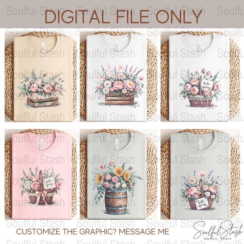 Watercolor Flowers PNG, Spring Sublimation Design, Wedding Invitation, Gift Idea, Rustic Shirt Graphic, Hello Spring Clipart, Digital image 4