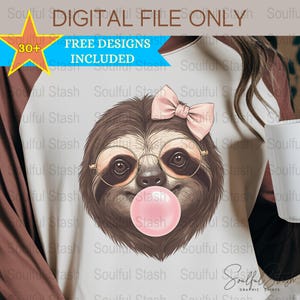 Zoo Animal Bubble Gum Clipart Bundle, Cute Bubblegum Animals PNG, Funny Animal Sublimation Design, Coquette Pink, Funny Shirt Mugs Design image 3