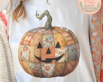 Quilt Pumpkins  PNG, TShirt Design, Shirt Graphic, Sublimation Design, Digital Download,Floral Patchwork png, Fall Girly png, Autumn png