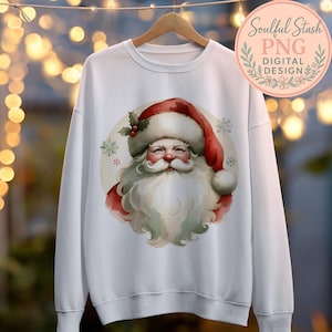 Santa Claus Vintage Christmas PNG Sublimation Design, Retro Holiday Santa Digital Download, Festive Santa Clipart for Crafts, Christmas Card