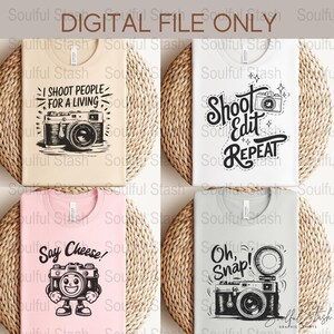 Photography Clipart Bundle PNG, Vintage Camera Digital Download, Funny Pun Sublimation Design, Film Lover Gift Idea, Oh Snap Shirt Graphic image 5