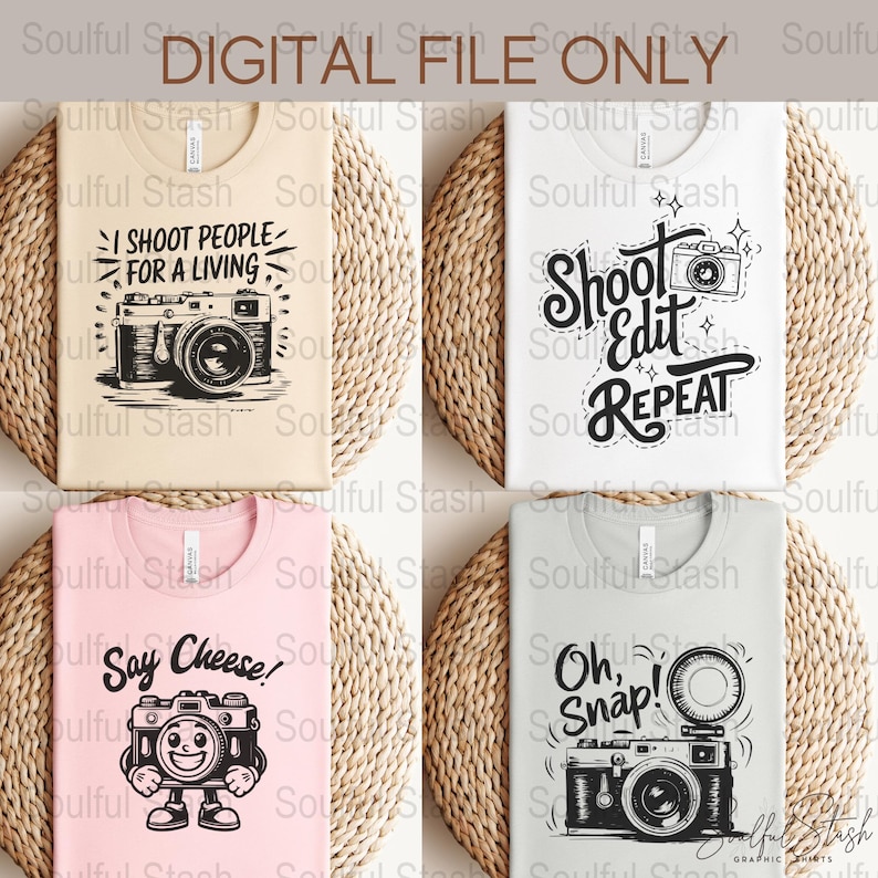 Photography Clipart Bundle PNG, Vintage Camera Digital Download, Funny Pun Sublimation Design, Film Lover Gift Idea, Oh Snap Shirt Graphic image 5