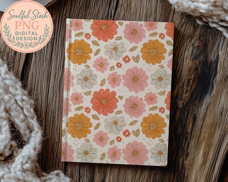 Retro Flowers PNG Seamless Bundle , Pattern Print, Floral Print, Groovy 70's Seamless, Flowered Seamless Pattern, Vintage Flower image 9