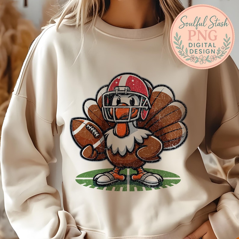 Truthahn Football Helm, niedlicher Thanksgiving Digitaldruck, Herbst-Liebhaber Geschenkidee, gemütliche Saison Shirt Grafik, Thanksgiving Day Wohnkultur PNG Bild 4