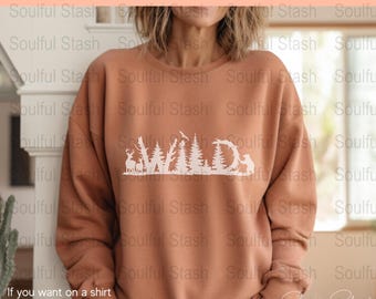 Wild Nature SVG PNG Cut File, Adventure Hiking Digital Download, Forest Wildlife Clipart, Explore Travel Sublimation Design