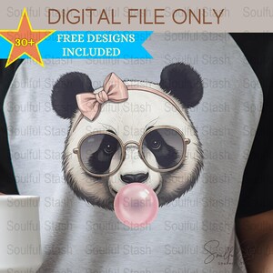 Zoo Animal Bubble Gum Clipart Bundle, Cute Bubblegum Animals PNG, Funny Animal Sublimation Design, Coquette Pink, Funny Shirt Mugs Design image 7