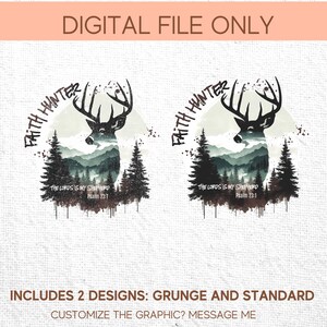 Faith Hunter Deer Design, Christian Graphic Art, Psalm 23:1 Print, Sublimation PNG, Faith Hunter Lover Gift, Inspirational Mug Design, Shirt image 4