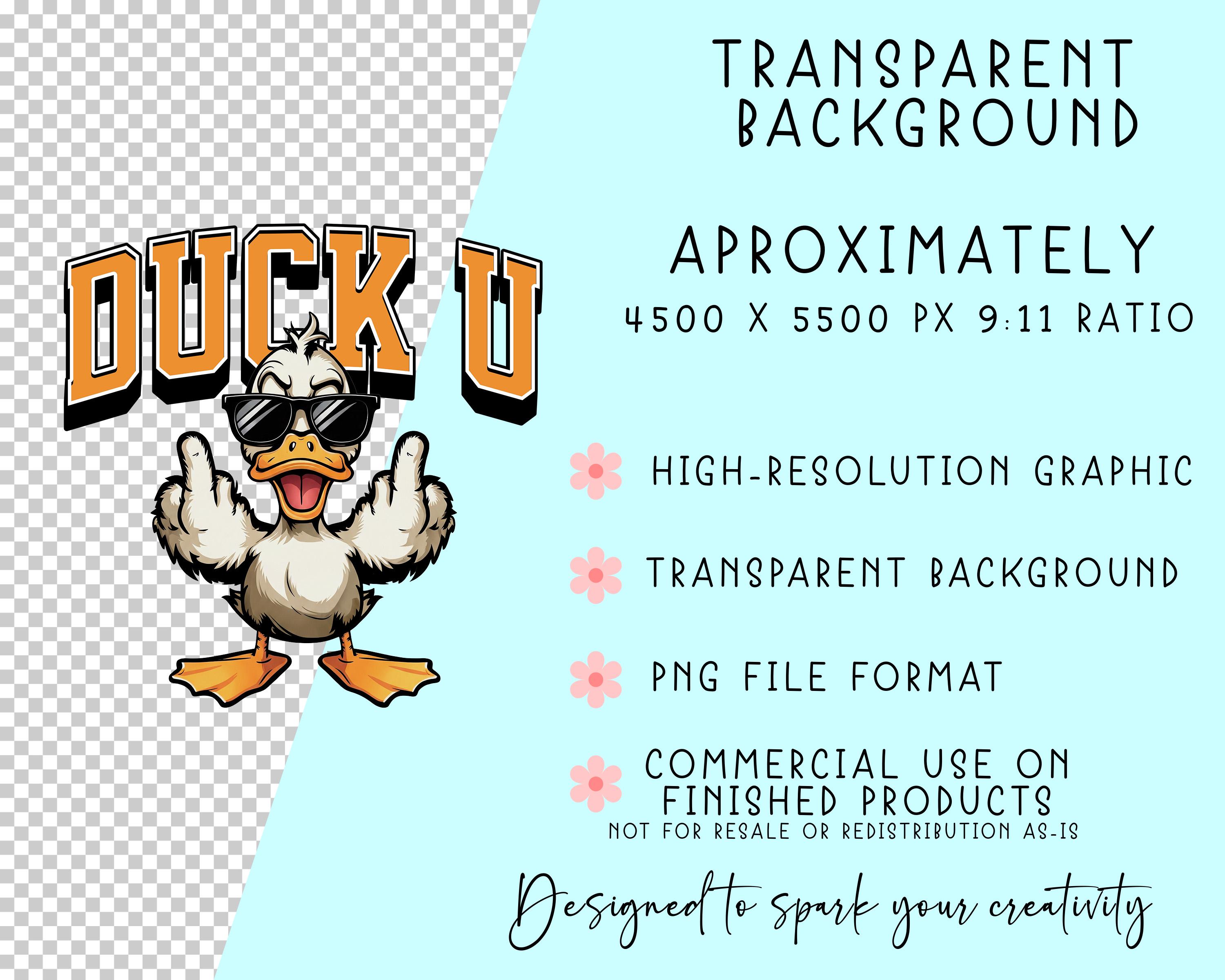 Funny Duck “duck U” Shirt Graphic PNG Bold College Style Lettering ...