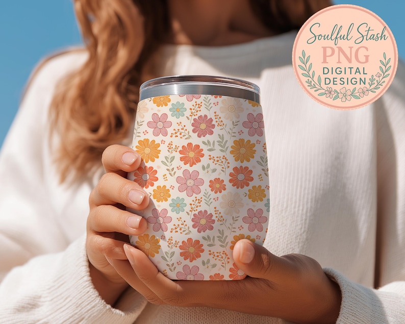 Retro Flowers PNG Seamless Bundle , Pattern Print, Floral Print, Groovy 70's Seamless, Flowered Seamless Pattern, Vintage Flower image 15