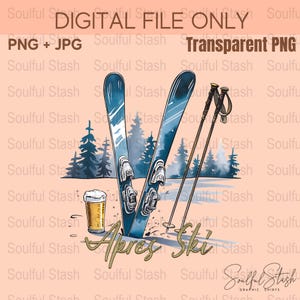 Ski Lover PNG Digital Print, Apres Ski Digital Download, Winter Sports Art, Ski Vacation Home Decor, Winter Skiing Wall Art