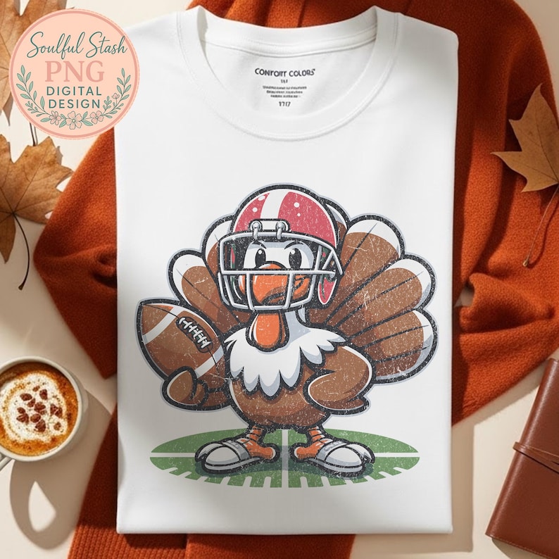 Truthahn Football Helm, niedlicher Thanksgiving Digitaldruck, Herbst-Liebhaber Geschenkidee, gemütliche Saison Shirt Grafik, Thanksgiving Day Wohnkultur PNG Bild 2