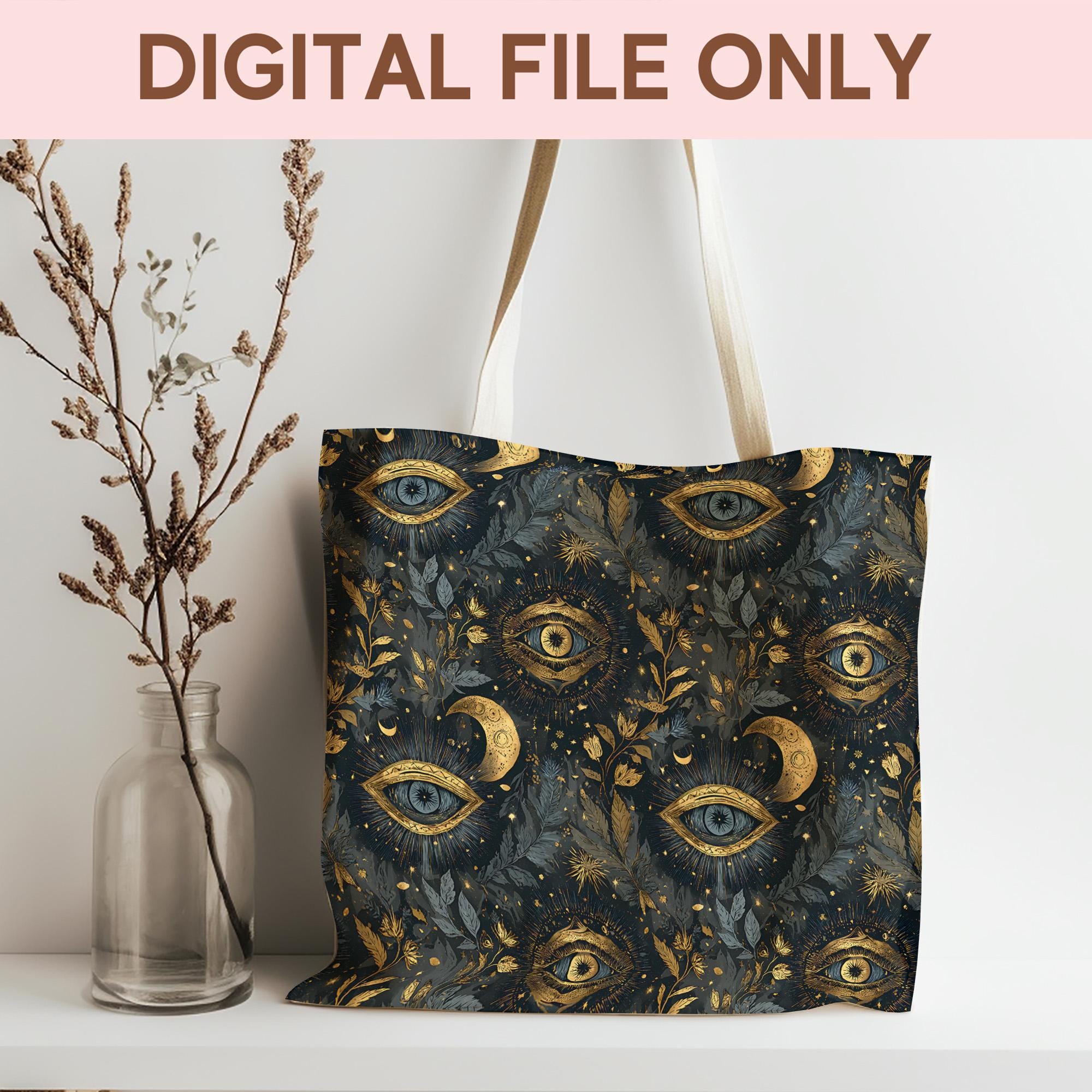 Boho Celestial Digital PNG Seamless Bundle , Pattern Print, Starry ...