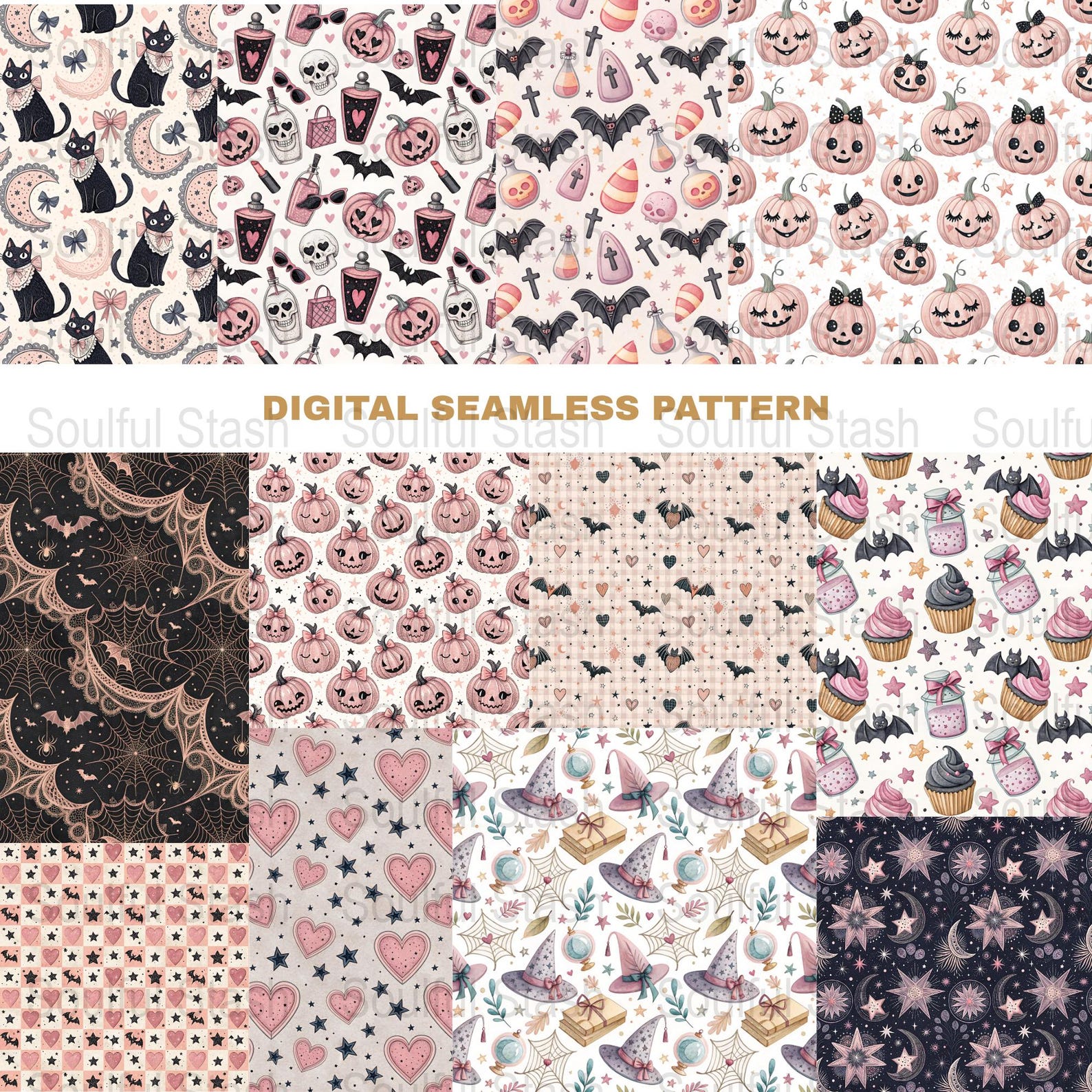 Coquette Halloween PNG, Spooky Season Pattern, Floral Ghost Skeleton ...
