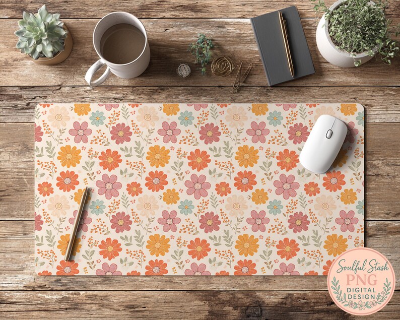 Retro Flowers PNG Seamless Bundle , Pattern Print, Floral Print, Groovy 70's Seamless, Flowered Seamless Pattern, Vintage Flower image 8
