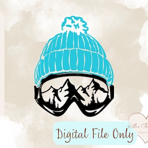 SVG JPEG PNG Digitale Datei Hut mit Brille Mountain Skiing