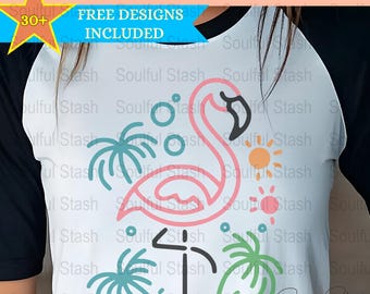 Tropical Flamingo PNG, Summer Vacation Design (Digital Download)