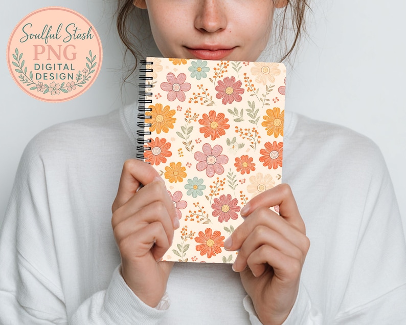 Retro Flowers PNG Seamless Bundle , Pattern Print, Floral Print, Groovy 70's Seamless, Flowered Seamless Pattern, Vintage Flower image 5