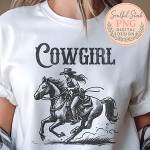 Vintage Cowgirl Digital Design, SVG PNG Sublimation, Western Shirt Graphic, Wild West Mug Design, Southern Christmas Gift Idea, Horse Lover
