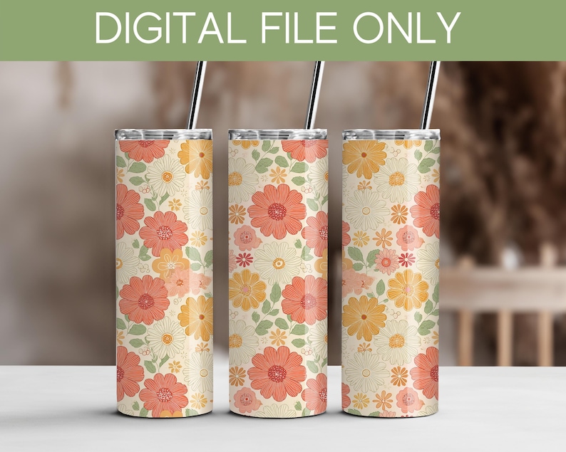 Retro Flowers PNG Seamless Bundle , Pattern Print, Floral Print, Groovy 70's Seamless, Flowered Seamless Pattern, Vintage Flower image 7