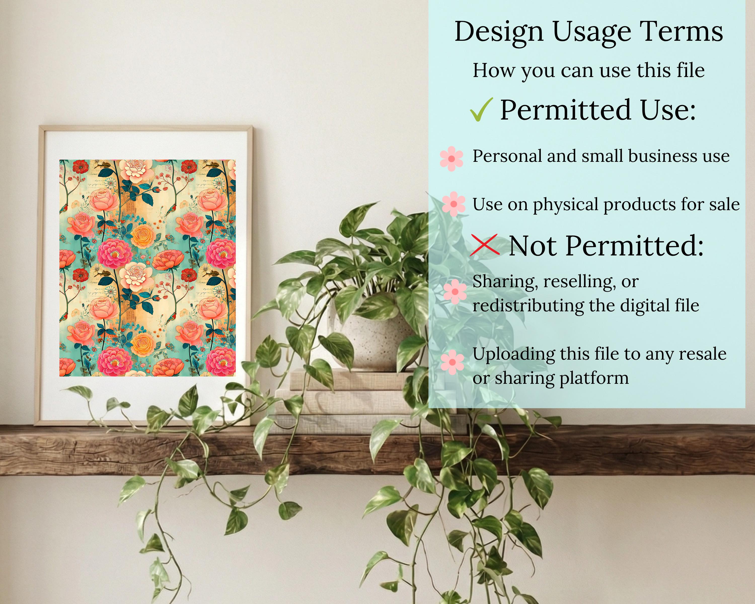 Vintage Boho Floral Seamless Pattern Bundle Soft Retro Cottagecore ...