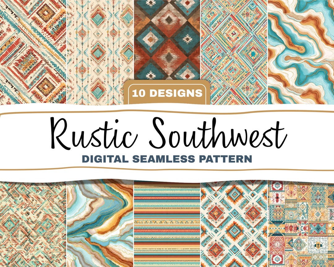 Rustic Western Patterns Rustic Southwest Seamless Pattern Bundle Western Paper Digital Download ...