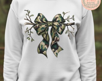 Camo Bow Sublimation Design PNG, Camouflage Ribbon Graphic, Tees Graphic Outdoor Decor, Coquette Deer Duck Hunting, Digital Download