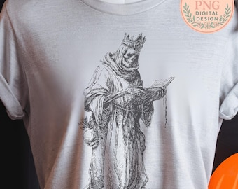 Dark Royal Gothic Reading PNG, TShirt Design Graphic, Sublimation Design, Digital Download, Black White Gothic, Halloween Bookish