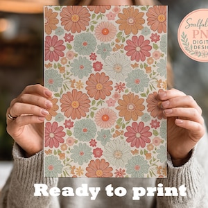 Retro Flowers PNG Seamless Bundle , Pattern Print, Floral Print, Groovy 70's Seamless, Flowered Seamless Pattern, Vintage Flower image 4