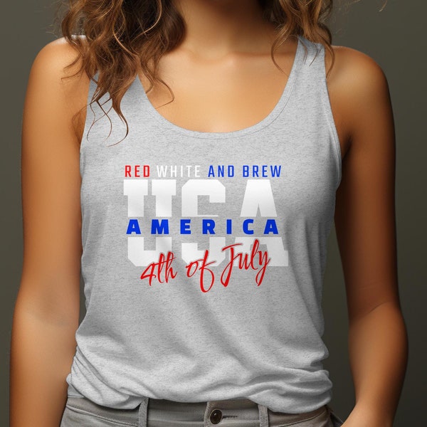Red White and Brew T-Shirt, Patriotic USA Shirt, 4th of July America Tee, Independence Day Apparel, USA Tank
