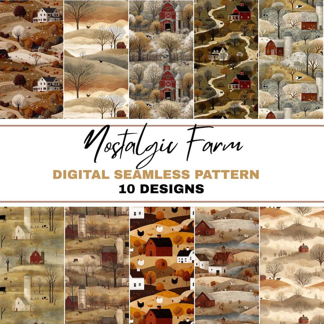 BOHO Farm PNG Seamless Bundle , Pattern Print, Seamless Rustic ...