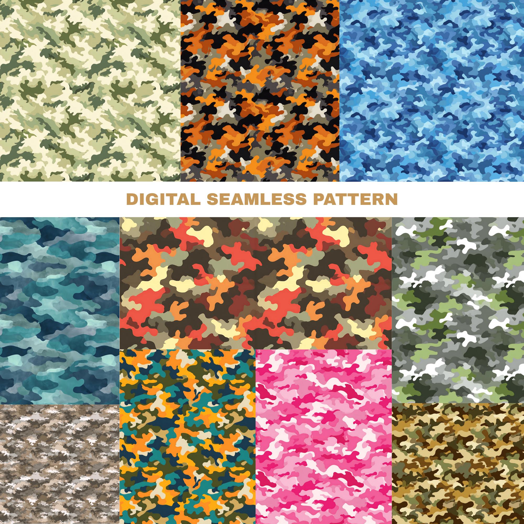Multicolor Camouflage Seamless Pattern Bundle, Pattern Print, Digital ...
