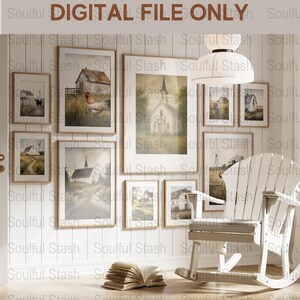 Rustic Farmhouse Art Print Set, Country Landscapes, Digital Download, Cozy Home Decor, Wall Gallery Kit, Printable Warm Tones
