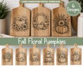 Fall Floral Pumpkin Laser Engraving Bundle SVG PNG EPS Cutting Boards, Wood Signs and Autumn Decor Digital Download