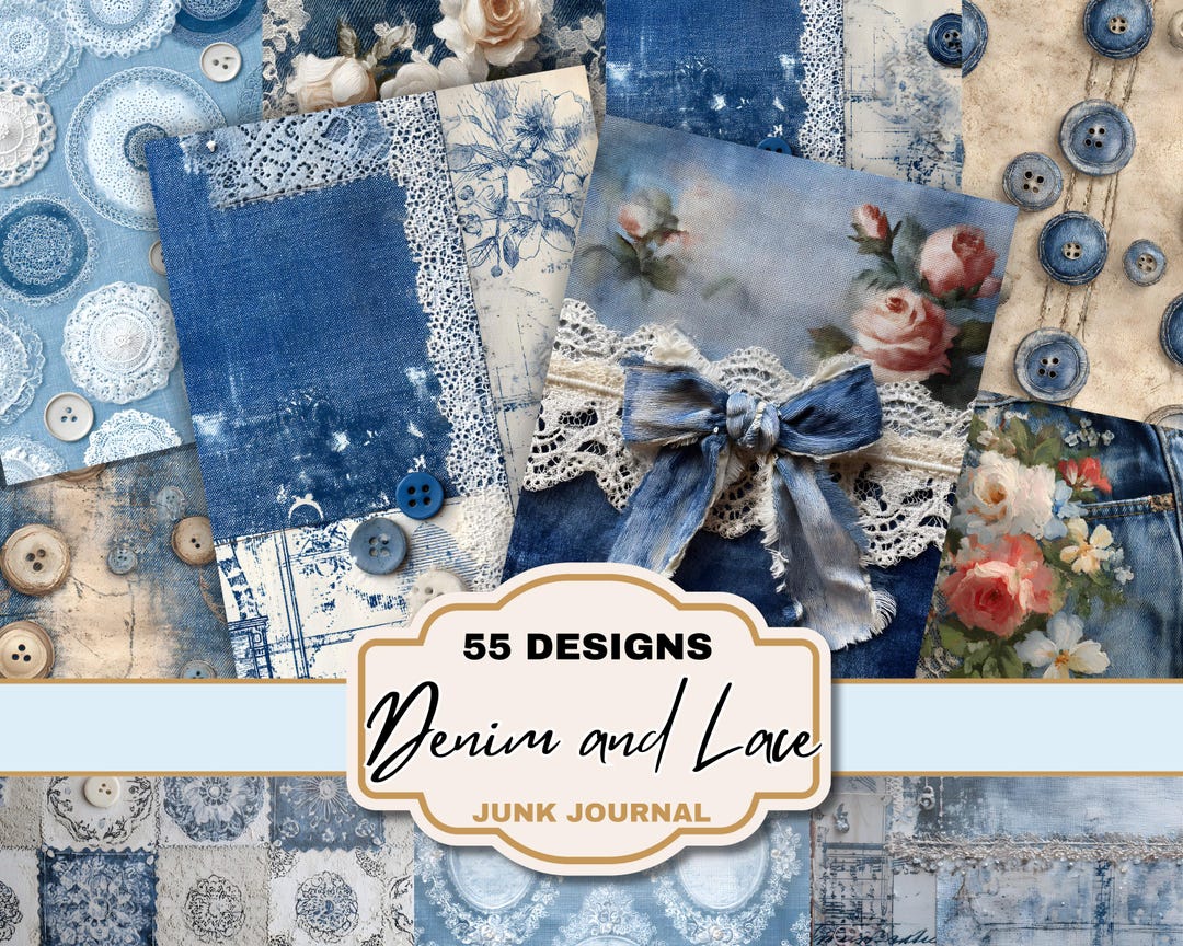 Denim and Lace Junk Journal Bundle Romantic Coquette Pages Digital ...