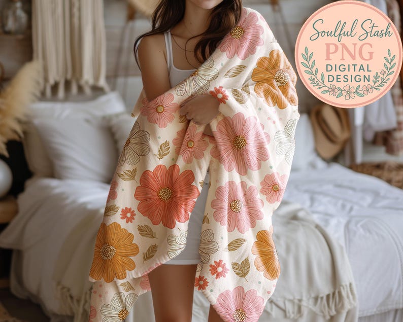 Retro Flowers PNG Seamless Bundle , Pattern Print, Floral Print, Groovy 70's Seamless, Flowered Seamless Pattern, Vintage Flower image 10