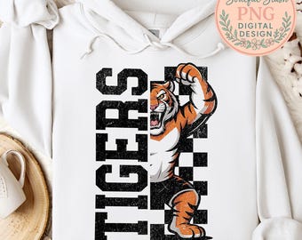 Half Tigers Mascot Clawing Design PNG, Fierce School Spirit Graphic, TShirt Design, Shirt Graphic, Sublimation Design, Digital Download