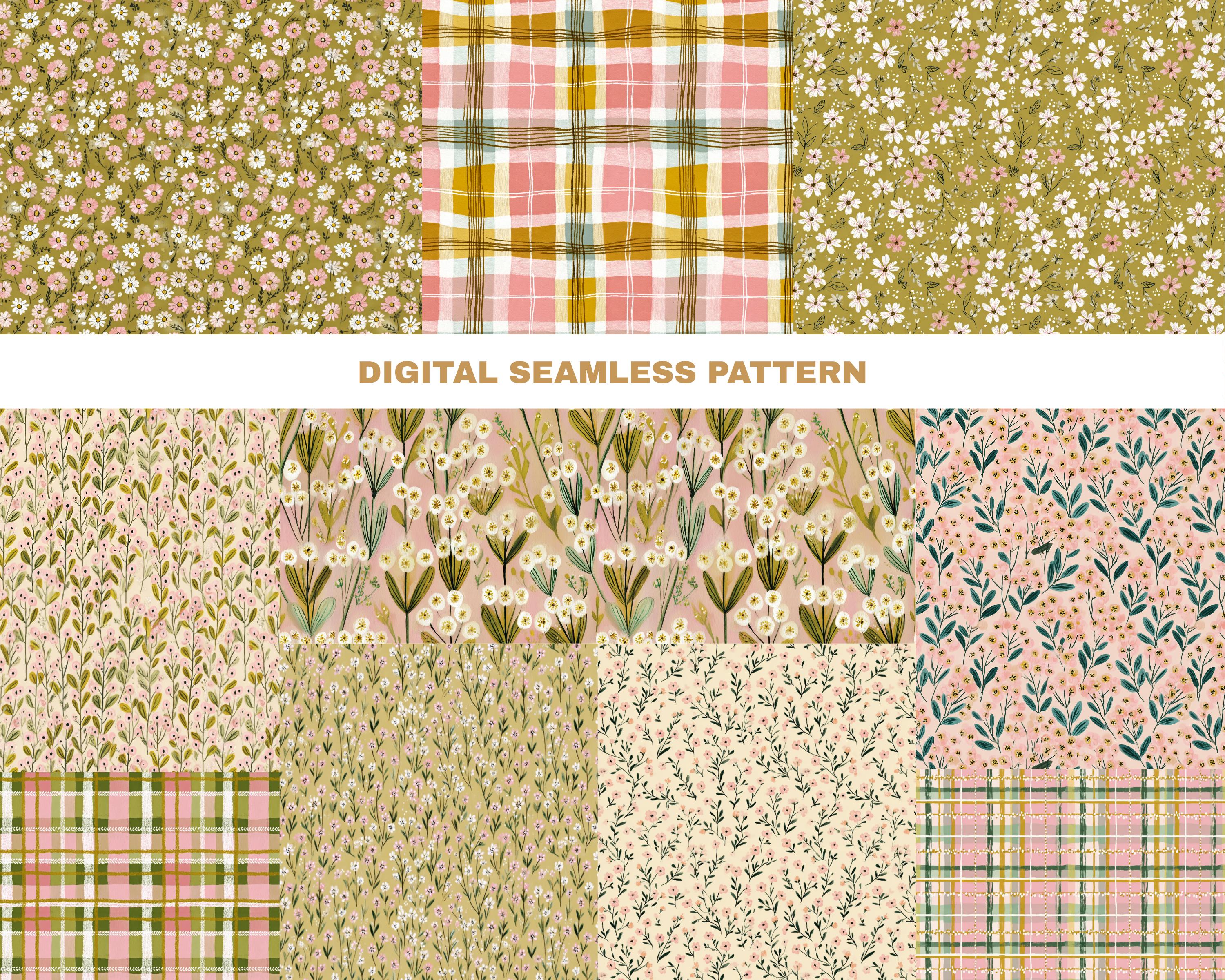 Spring Ditsy Floral Patterns Seamless Tiny Flowers Bundle Pastel Preppy ...