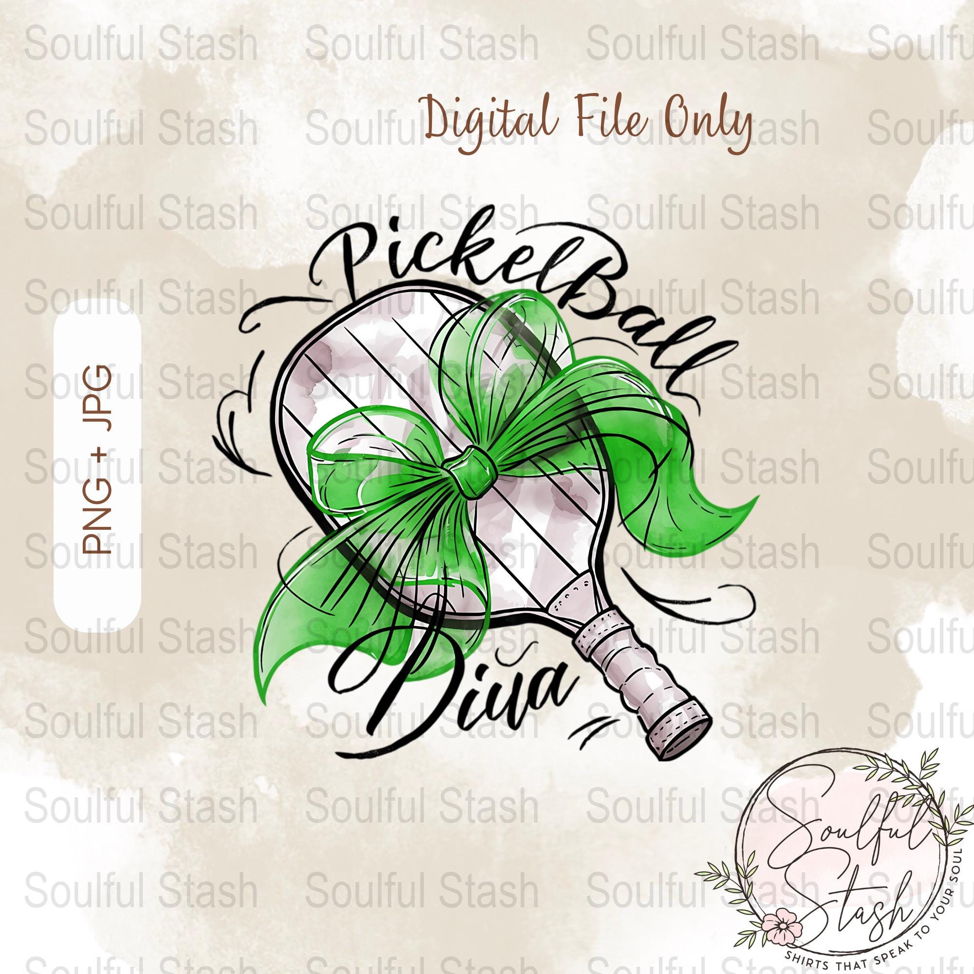 Pickleball Diva Green Sublimation Design, Download Only, PNG File, Coquette Style Art, Digital Product for DIY Crafts