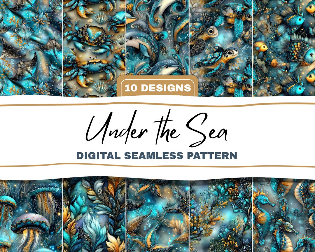 Under the Sea Seamless Pattern Bundle Ocean Nautical Designs Digital ...