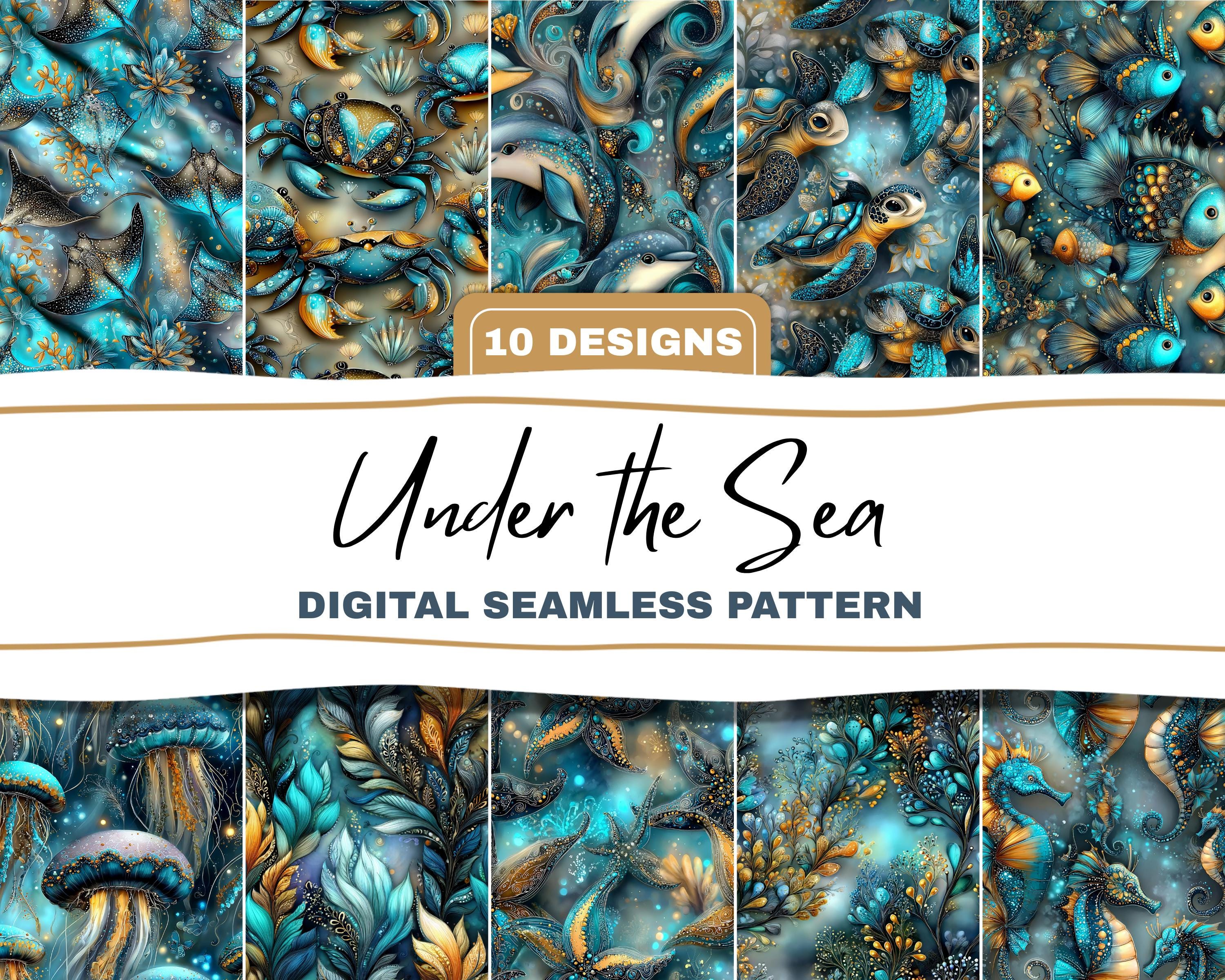 Under the Sea Seamless Pattern Bundle Ocean Nautical Designs Digital ...