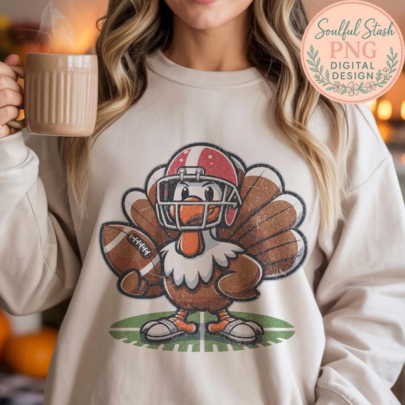 Turkey Football Helmet, Cute Thanksgiving Digital Print, Fall Lover Gift Idea, Cozy Season Shirt Graphic, Thanksgiving Day Home Decor PNG
