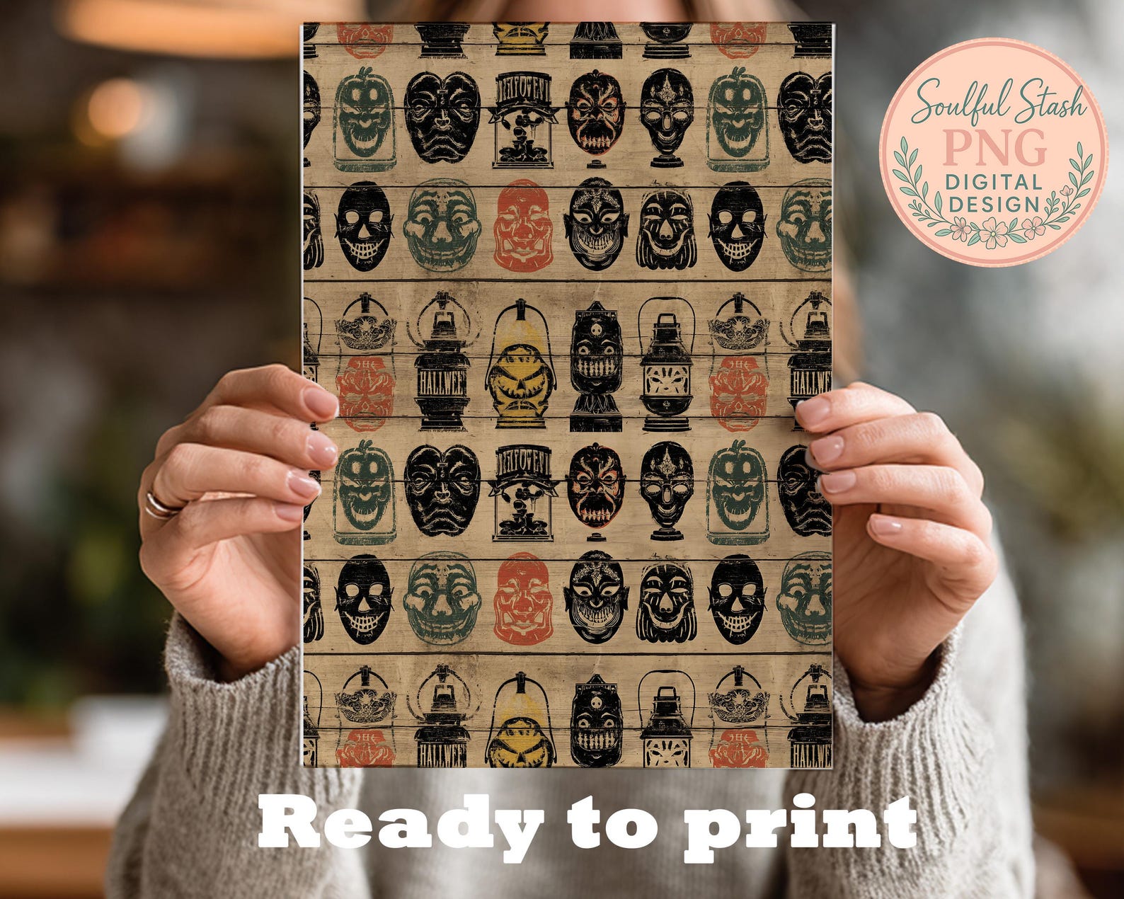 Vintage Halloween Seamless Pattern Bundle Retro Spooky Papers Digital ...