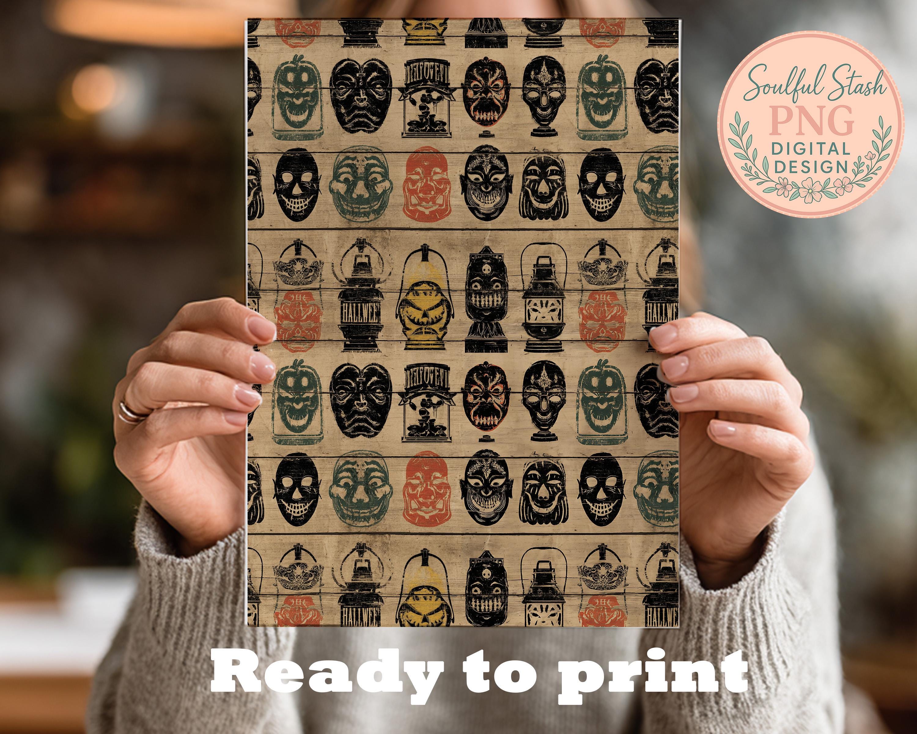 Vintage Halloween Seamless Pattern Bundle Retro Spooky Papers Digital ...