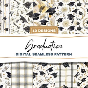 Paquete de papel con patrón sin costuras de graduación, descarga digital