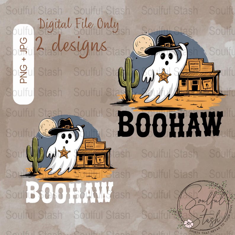 Ghost in Cowboy Hat, Digital Clipart for Sublimation, Kids PNG Boohaw ...