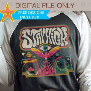 Groovy Space PNG Bundle, Cosmic Dreamer Digital Download, Gimme Space Sublimation Design, Stay High Shirt Graphic, Commercial Use