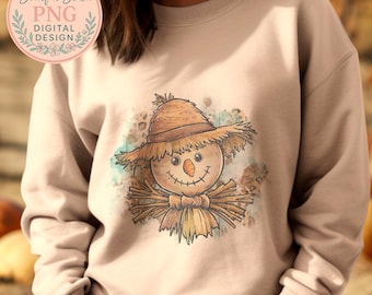 Cute Cartoon Scarecrow Digital Download, Fall Harvest Sublimation Design, Autumn Decor Printable Art, Scarecrow Wall Art, Farm Lover