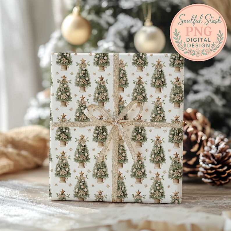 Modern Farmhouse Christmas Seamless Pattern Bundle , Watercolor Hand ...